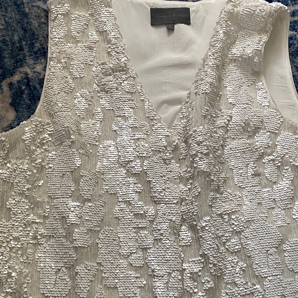 Sunday in Brooklyn White Sequin V-Neck Dress